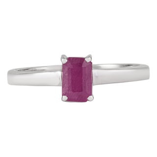 Carat&her 0.73 Carat Octagon Cut Crimson Ruby Solitaire Ring in Hallmarked 925 Silver Size 6 For Sale