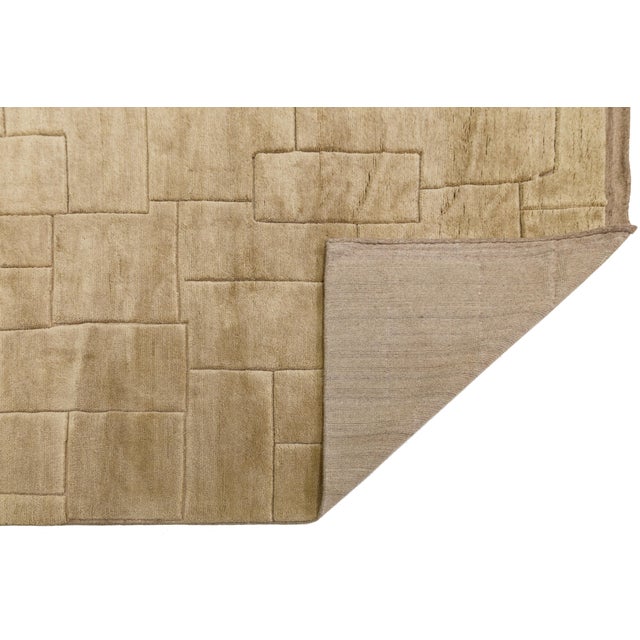 Moroccan Modern Moroccan Style Geometric Wool Area Rug in Warm Camel Neutral For Sale - Image 3 of 12