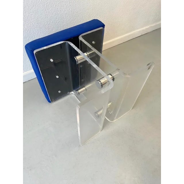 Blue Vintage Acrylic Glass and Metal Stool from Marais International, 1970 For Sale - Image 8 of 9