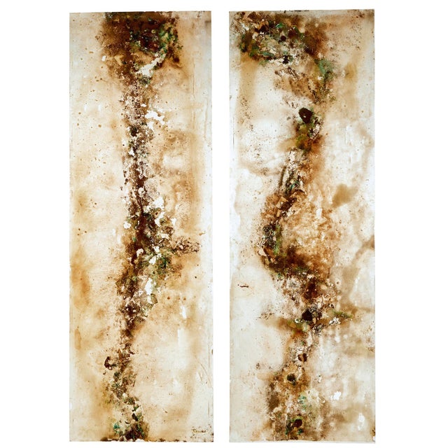 Cream Large French Acrylic Abstract Panels, 1950s, Set of 2 For Sale - Image 8 of 8