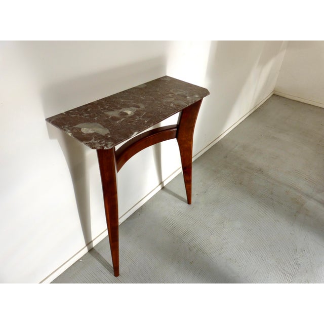 Mid-Century Modern Italian Console Table in Teak and Marble For Sale - Image 10 of 11