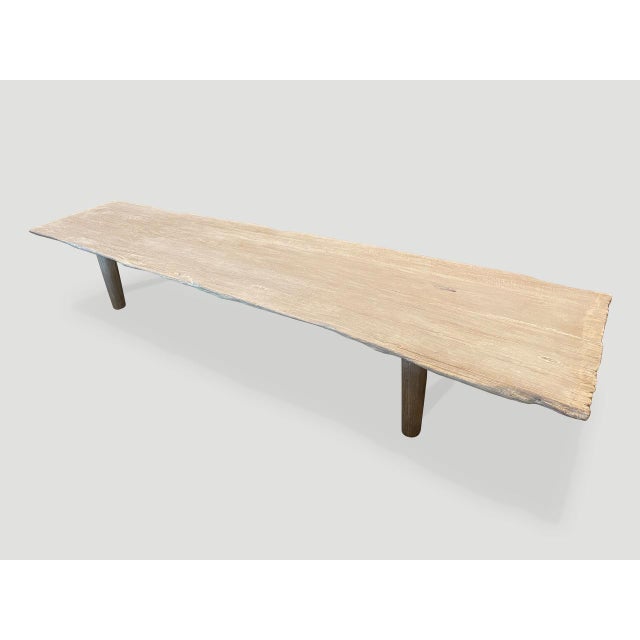 Andrianna Shamaris White Washed Live Edge Teak Wood Coffee Table or Bench For Sale - Image 16 of 18