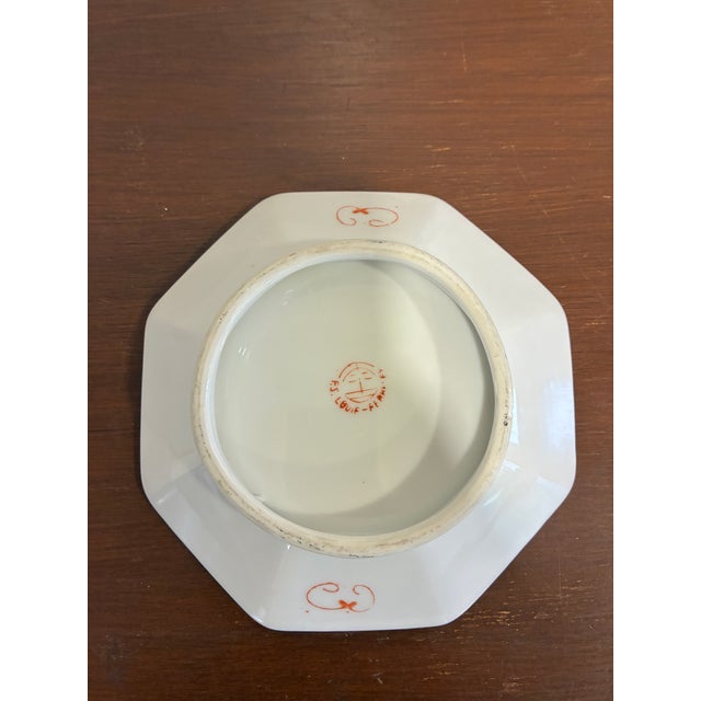 Vintage f.s. Louie Berkeley Hand Painted Floral Bird Octagonal Trinket Dish For Sale - Image 9 of 9