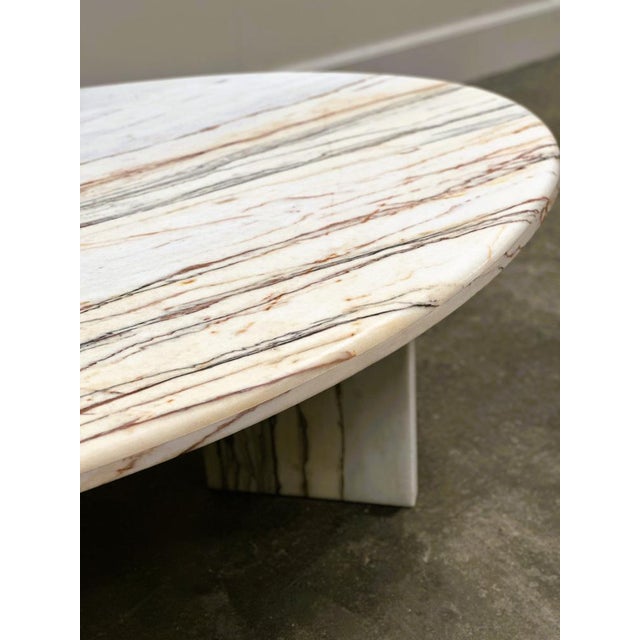 Oval Breccia Sarda Striato Marble Coffee Table, Italy, 1980s For Sale - Image 14 of 15
