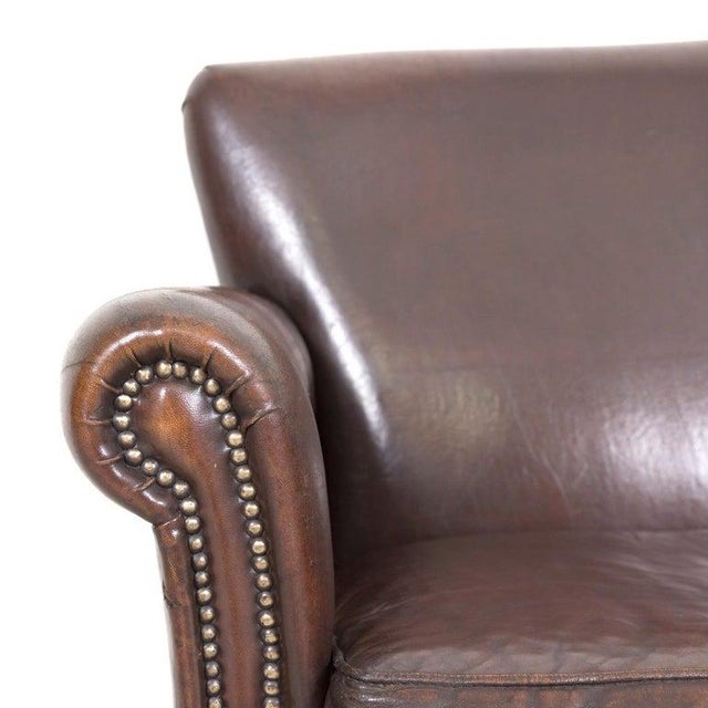 20th Century French Art Deco Settee or Sofa in Original Dark Brown Leather For Sale In Birmingham - Image 6 of 13