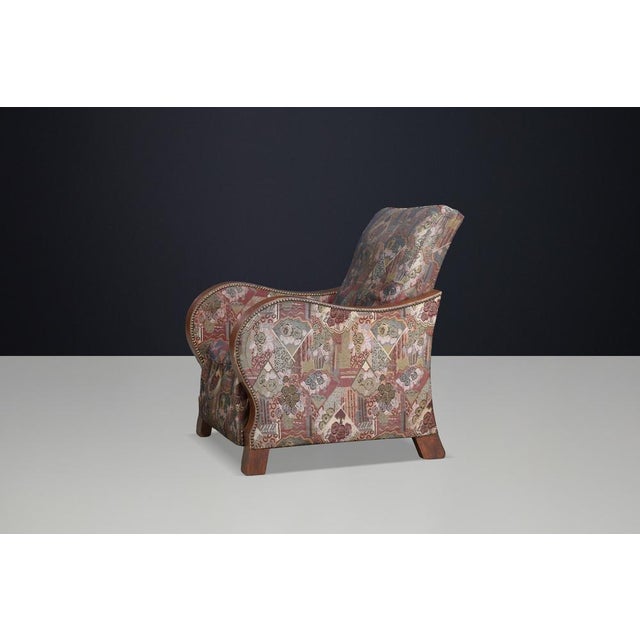 Dutch Art Deco Lounge Chair with Sculptural Walnut Arms, 1930s For Sale - Image 13 of 14