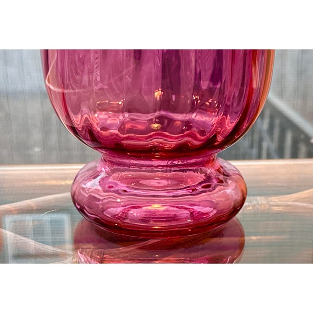 Pilgrim Art Art Deco Pilgrim Cranberry Glass Vase For Sale - Image 4 of 7