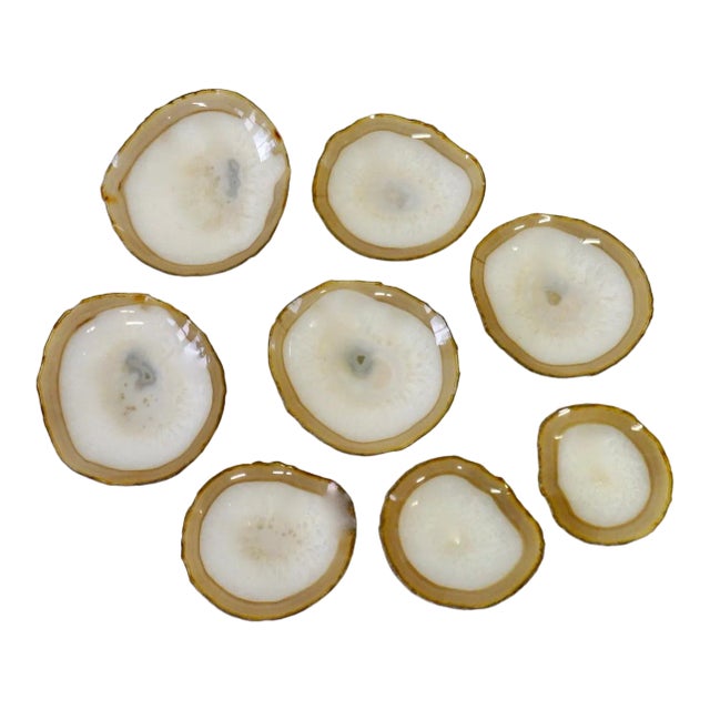 Set of Eight Quartz Crystal Geode Geologic Specimen Bowls For Sale