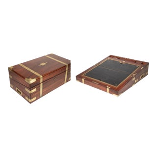 Victorian Teak and Brass Campaign Bookshelves, Army & Navy Store, "The Portable Library" For Sale