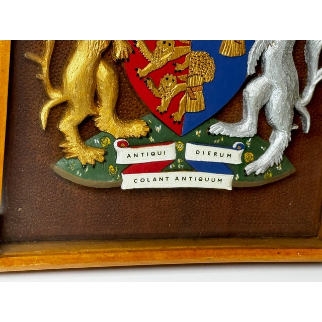 Late 20th Century British Heraldic Armorial Shire Coat Arms of Chester Plaster Wall Sculpture in Cas For Sale - Image 10 of 11