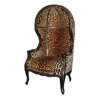 Late 20th Century Hollywood Regency Leopard Canopy Porter Chair For Sale