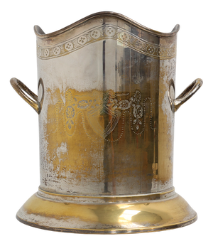Antique Silver-Plated Copper Champagne Bucket, France, 1900s