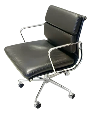 Postmodern Black Leather Soft Pad Chair by Charles & Ray Eames for ICF, 1970s