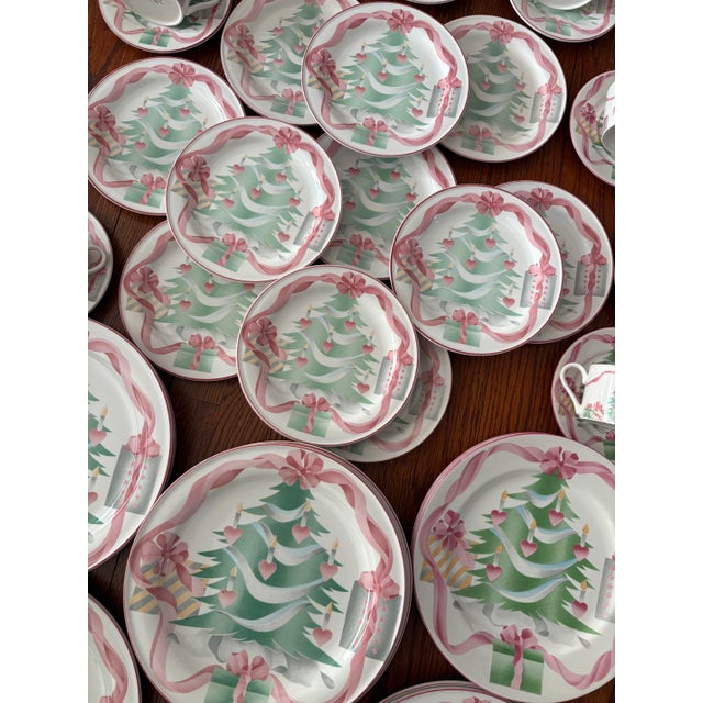 Vintage 1989 “Home for Christmas” Pink Dinner Set by Sango- 49 Pieces For Sale In New York - Image 6 of 11