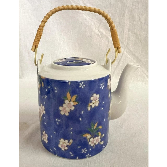 Late 20th Century Vintage Porcelain Traditional Asian Style Teapot With Cherry Blossom Designs For Sale - Image 5 of 11
