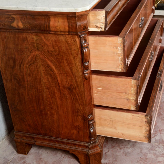 Antique Chest of Drawers in Carved White Marble, 1800s For Sale - Image 13 of 14