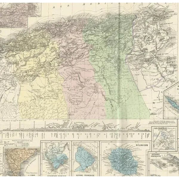 Antique Map of Algeria and the French Colonies, 1875 For Sale - Image 3 of 10