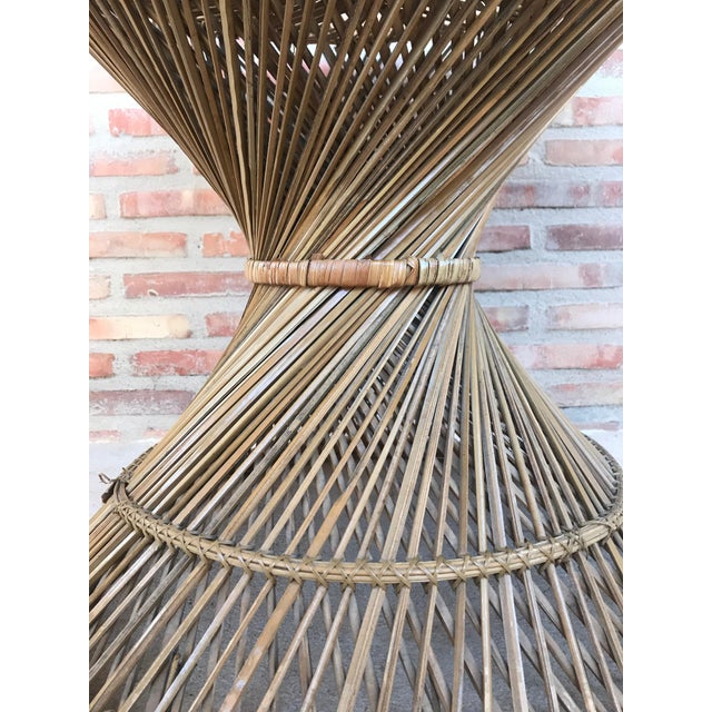 20th Century Spanish Turned Round Bamboo Coffee Table with Glass Top For Sale - Image 13 of 18