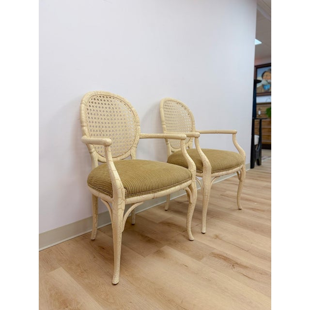 Wood Pair of Vintage Fairfield Cane Back Chairs French Provincial Regency Accent For Sale - Image 7 of 12