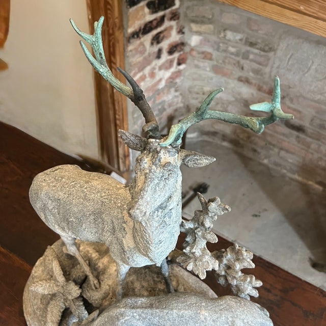 Max Arthur Waagen, Stag and Doe Sculpture, 1800s, Bronze, Metal and Zinc For Sale - Image 4 of 16