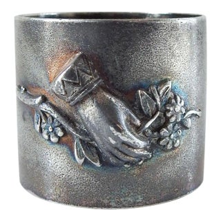 Antique Silverplate Figural Hand Napkin Ring For Sale