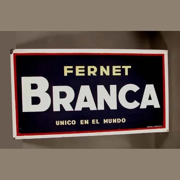 Mid-Century Modern Spanish Fernet Branca Enameled Metal Billboard For Sale - Image 3 of 4
