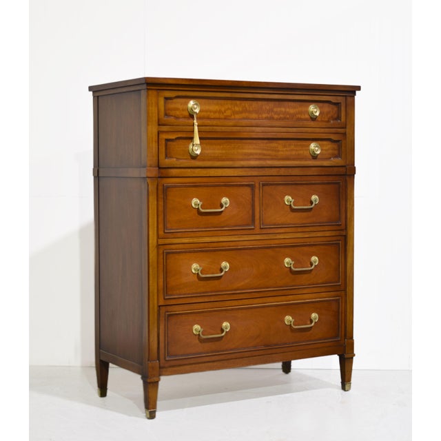 Transitional Mid Century Transitional 5 Drawer Highboy by Drexel For Sale - Image 3 of 15