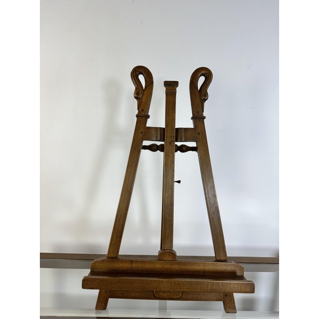 Walnut Easel with Swan Neck Decoration, 1970s For Sale - Image 11 of 15