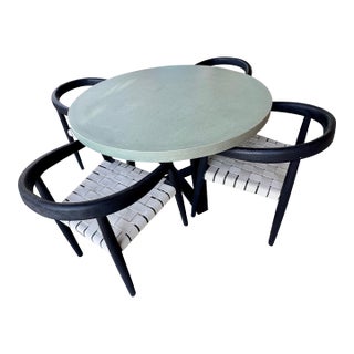 Modern Outdoor Dining Set by Four Hands With Teak Chairs, 5 Pieces For Sale