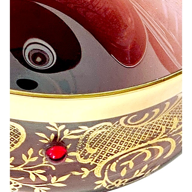 Amethyst Murano Venetian Amethyst Glass Dessert Bowl With 24k Gold Floral Lattice, Mid 20th Century For Sale - Image 8 of 13