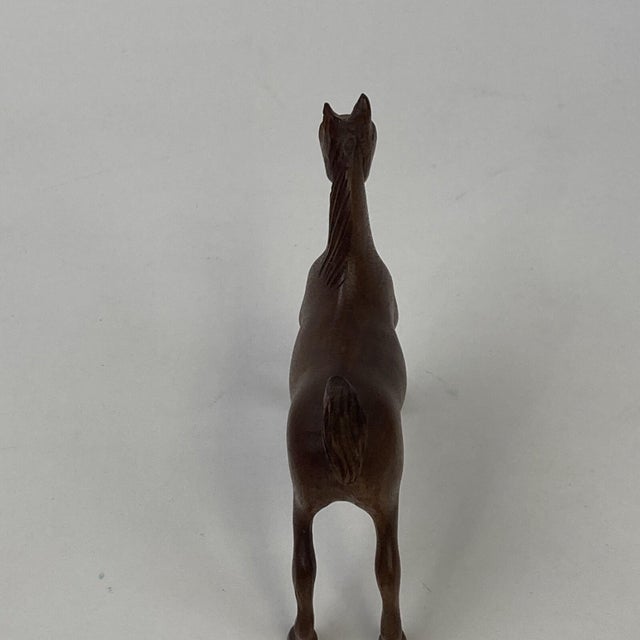 Late 20th Century VTG Carved Wood 4" Saddle Bred Horse Weanling 3d Equine Folk Art Grand Walnut For Sale - Image 5 of 12