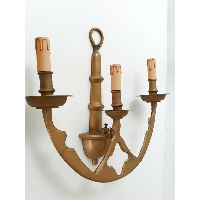 Mid-Century Modern Large Vintage Anchor Wall Lights in Brass, 1950s, Set of 2 For Sale - Image 3 of 8