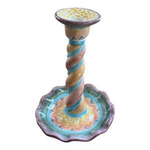 1990s Mackenzie Childs Whimsical Ceramic Candle Holder