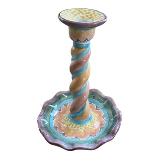 Mackenzie Childs Ceramic Candle Holder For Sale