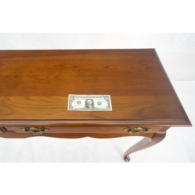 Solid Cherry Queen An Style Two Drawers Low Profile Console Table MINT For Sale - Image 12 of 16
