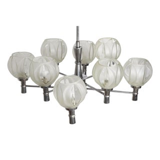 Mid-Century Space Age Sputnik 8-Light Chandelier in Chrome and Faceted Glass Globes, 1970s For Sale