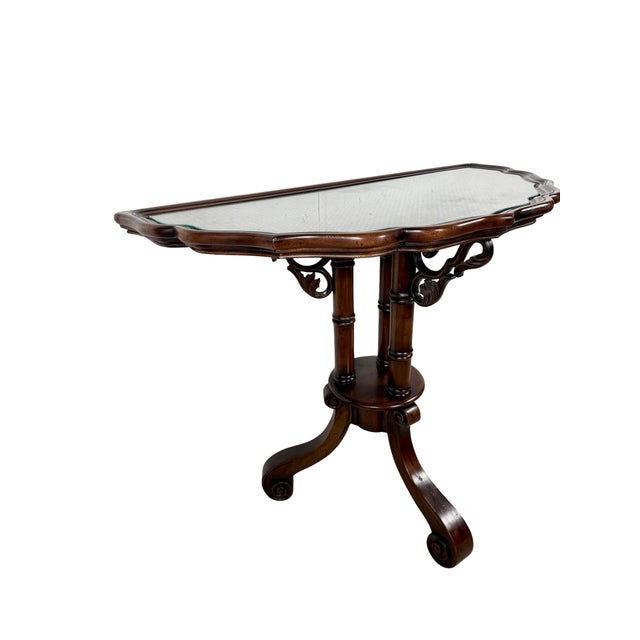 Vintage Southampton Demilune Console Table With Cane & Glass Top For Sale - Image 12 of 18