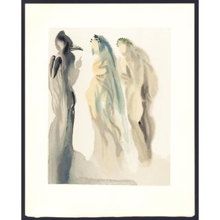 1963 Dalí Divine Comedy Engraving Paradis Chant 9 "L'Évêque Troubadour" (The Troubadour Bishop) For Sale