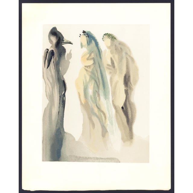1963 Dalí Divine Comedy Engraving Paradis Chant 9 "L'Évêque Troubadour" (The Troubadour Bishop) For Sale