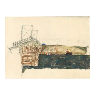 Egon Schiele Lithograph 32 the Bridge 1968 Reproduction For Sale