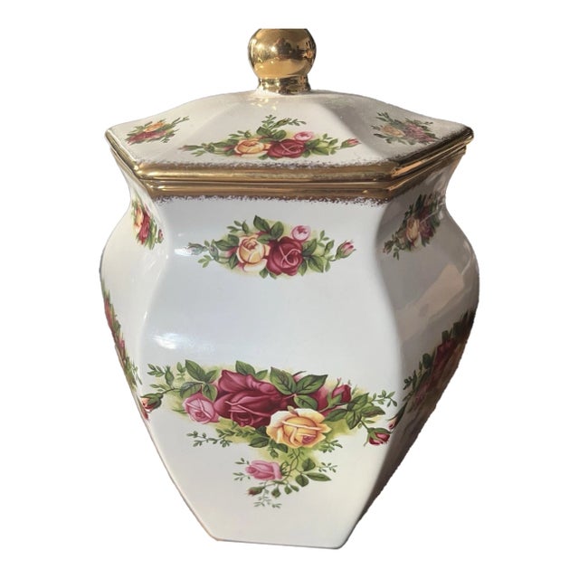 Vintage Royal Albert Old Country Roses Biscuit Jar For Sale