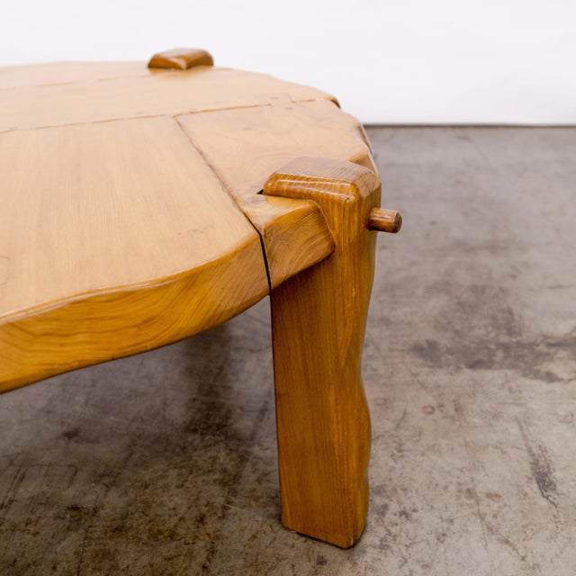 Mid-Century Modern 1970s Maison Regain Live-Edge Elm Cocktail Table For Sale - Image 3 of 9