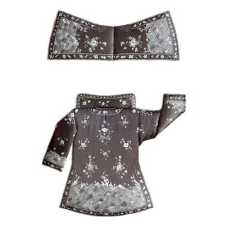Framed Antique Two-Piece Chinese Embroidery Winter Jacket Ensemble For Sale