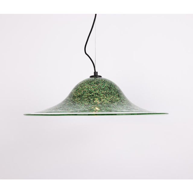 Gae Aulenti Neverino Pendant Light in Green Murano Glass attributed to Vistosi, Italy, 1970s For Sale - Image 4 of 12
