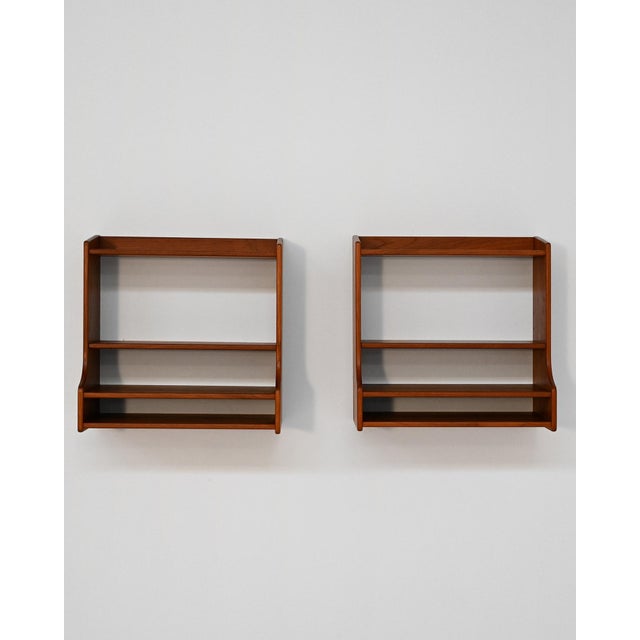 Scandinavian Teak Suspended Bedside Tables, 1960s, Set of 2 For Sale - Image 6 of 6
