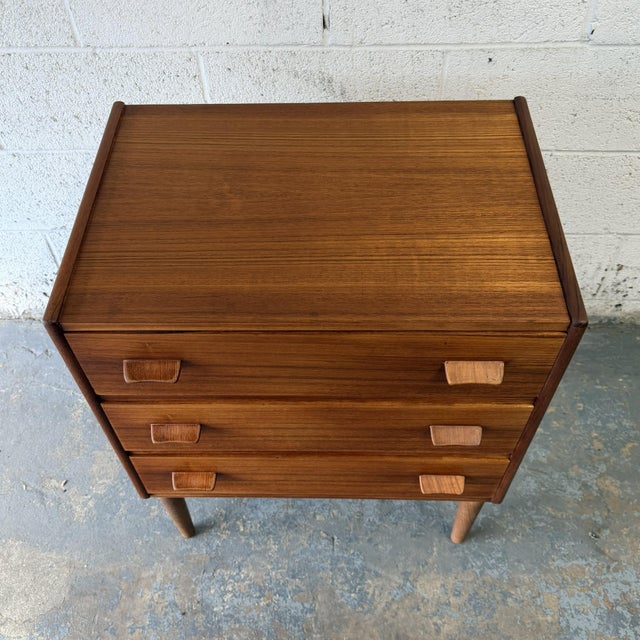 Poul Volther Vintage Danish Modern Teak Three Drawer Chest, Poul Volther Munch Mobler Slagelse Circa 1960's For Sale - Image 4 of 8
