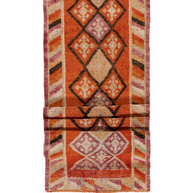 Vintage Orange Turkish Oushak Runner 2ft 5in X 12ft 4in For Sale In New York - Image 6 of 8