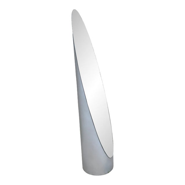 1980s Gaia Postmodern Silver Lipstick Full Length Floor Mirror For Sale