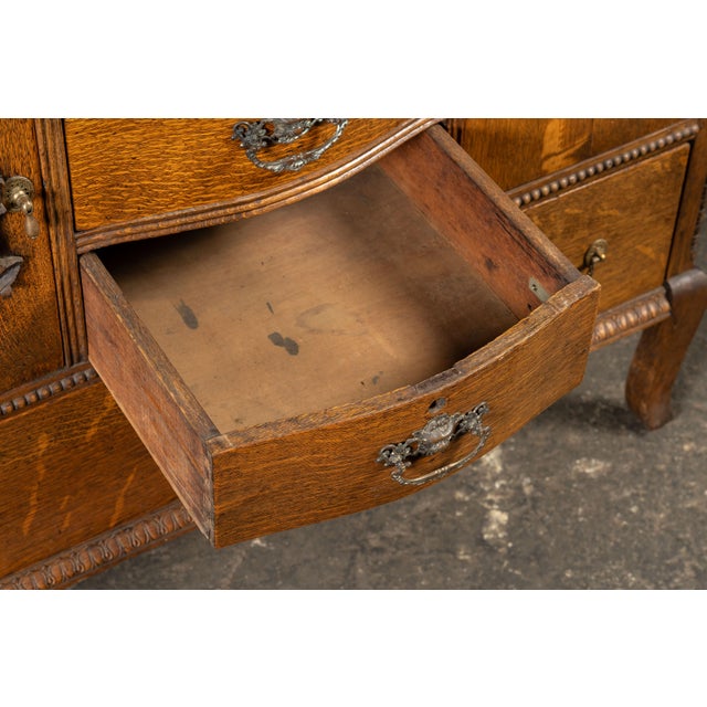 Early 20th Century Carved Oak Bow Front Sideboard For Sale - Image 9 of 12