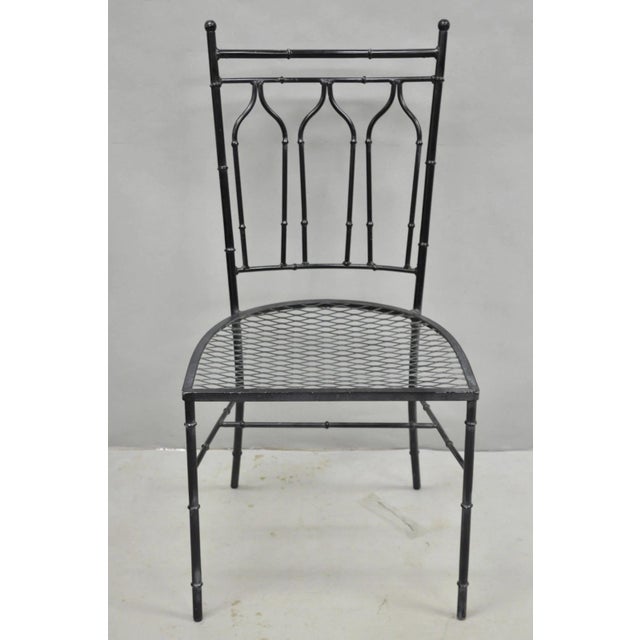 Vintage Salterini Hollywood Regency Wrought Iron Faux Bamboo Dining Chair, Set 8 For Sale - Image 13 of 18